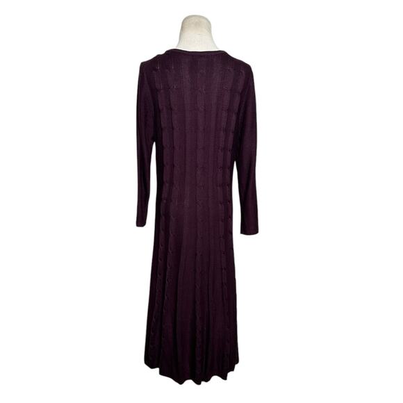 Nine West burgundy 3/4 sleeves cable knit midi dress size XL - Picture 2 of 13